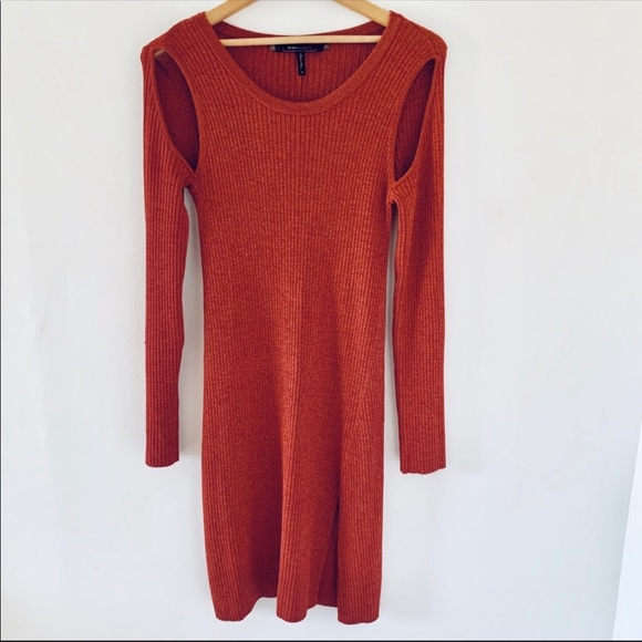 BCBG Braiden Marled Rib Knit Cold Shoulder Dress - Picture 11 of 14